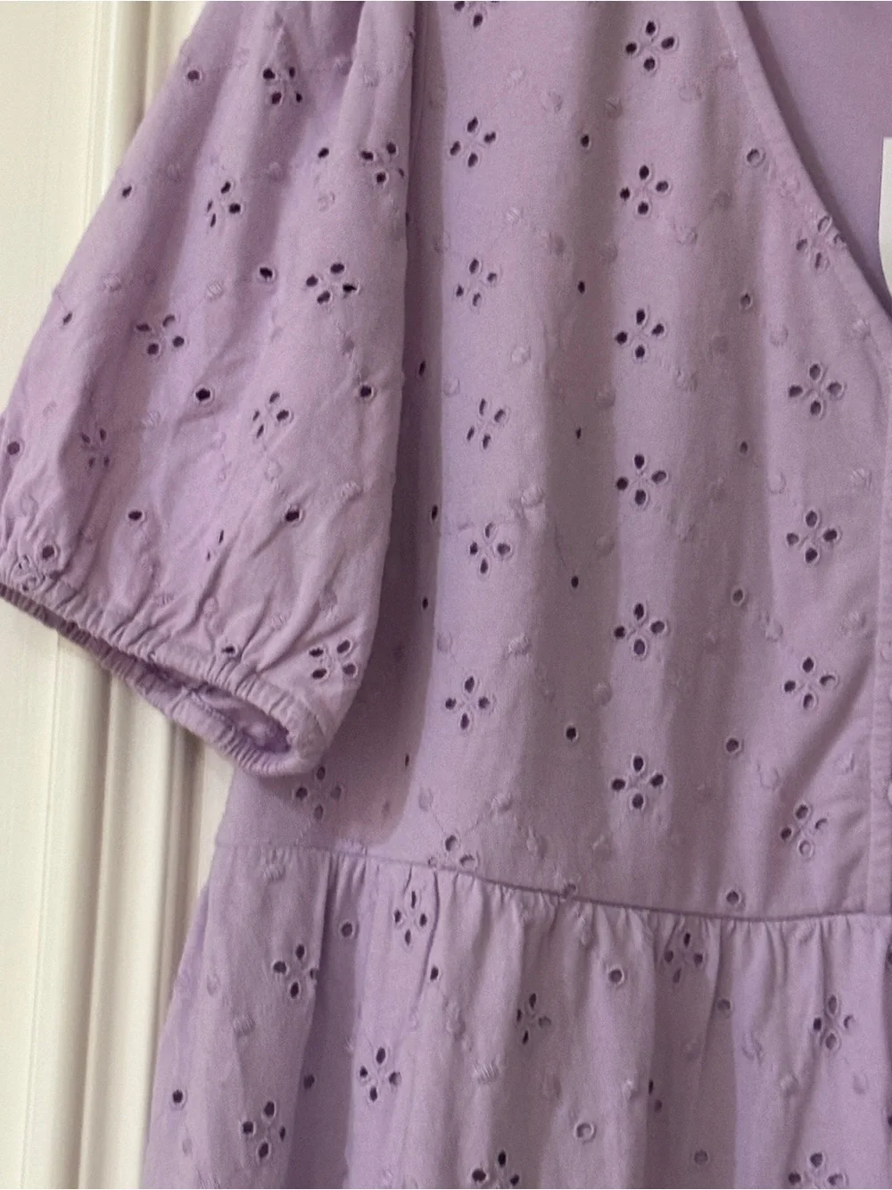LOFT Lavender Eyelet Tiered Dress women’s Size Large - Picture 4 of 5